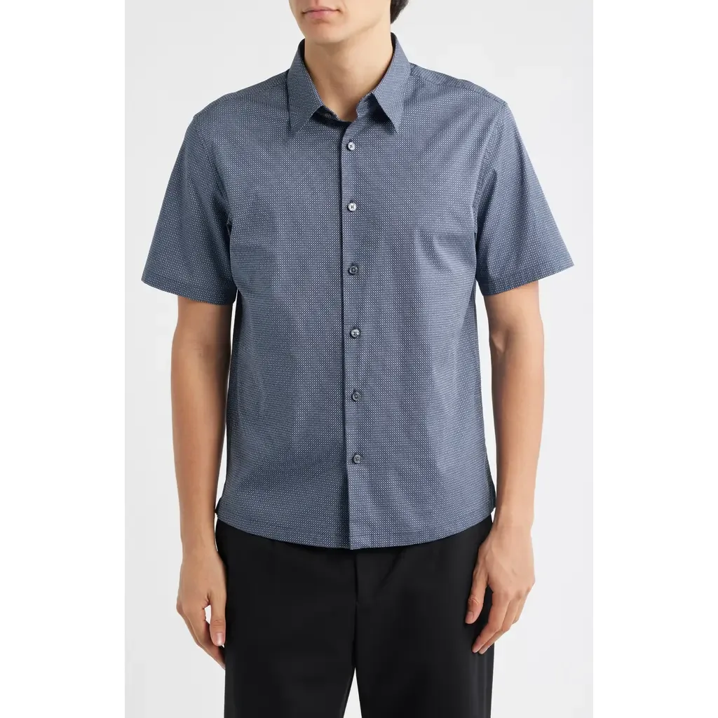 Irving Short Sleeve Stretch Cotton Button-Up Shirt