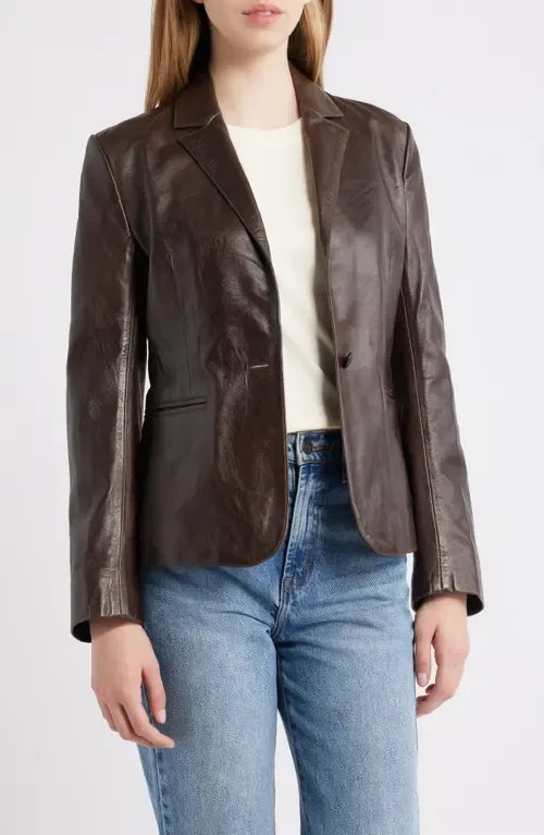 Fitted Leather Blazer by Schott NYC
