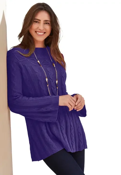 Cable Sweater Tunic by Jessica London