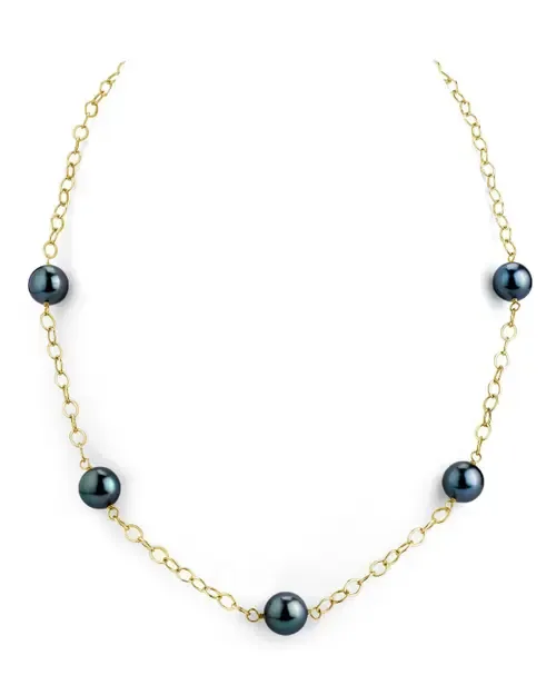 Tahitian South Sea Round Pearl Tincup Necklace by The Pearl Source