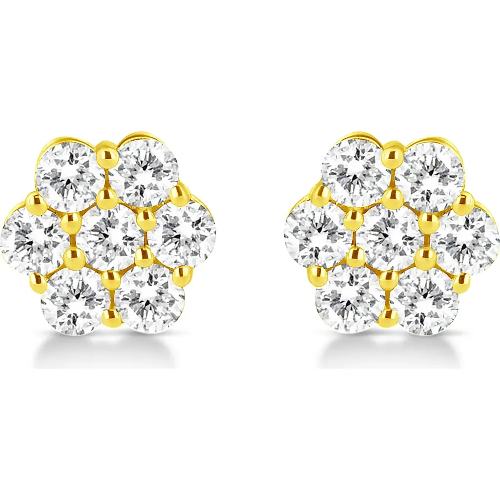 14K Yellow Gold 1/2 Cttw Brilliant Round Cut Diamond Floral Cluster Stud Earrings with Pushbacks by Haus of Brilliance