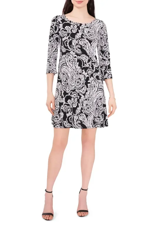 Paisley Bell Sleeve Shift Dress by Chaus