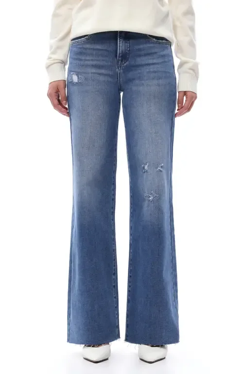 Raw Hem High Waist Wide Leg Jeans by Bayeas