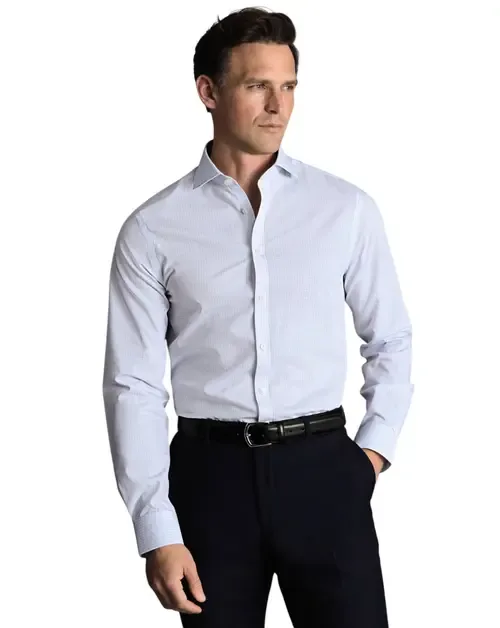Non-Iron Stretch Poplin Check Shirt by Charles Tyrwhitt