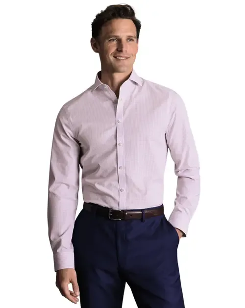Non-Iron Stretch Poplin Check Shirt