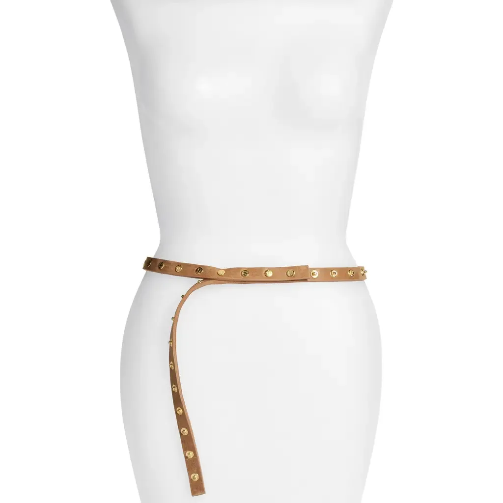 Cala Studded Skinny Leather Belt by Ada