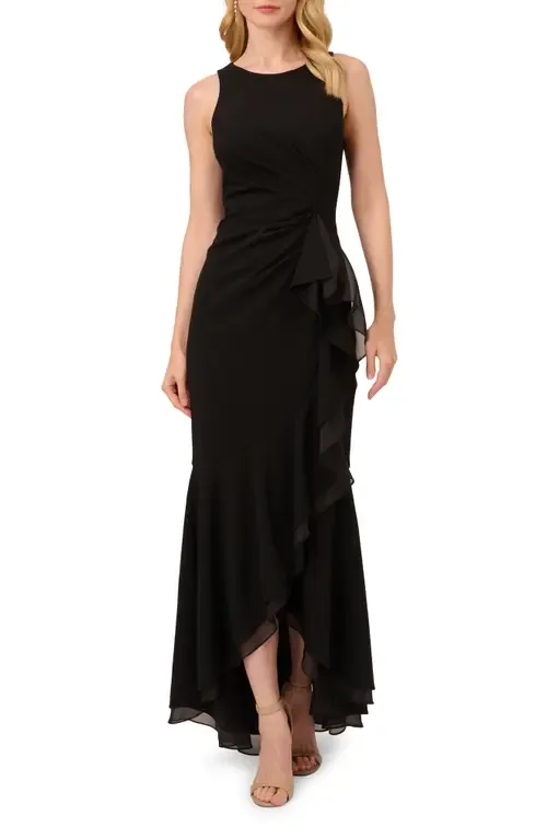 Ruffle Crepe Mermaid Gown
