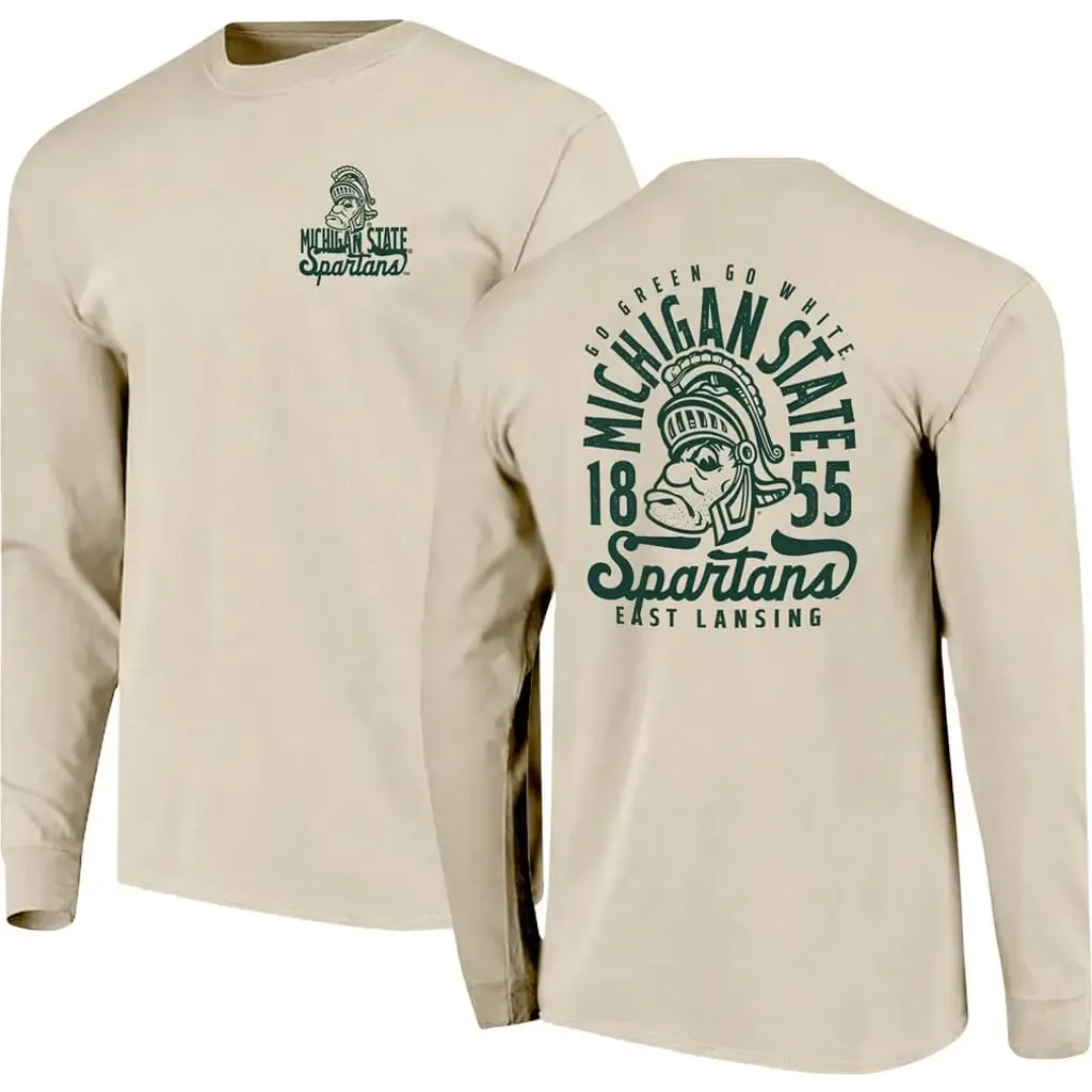 Michigan State Spartans Comfort Colors Mascot Overlay Long Sleeve T-Shirt by IMAGE ONE