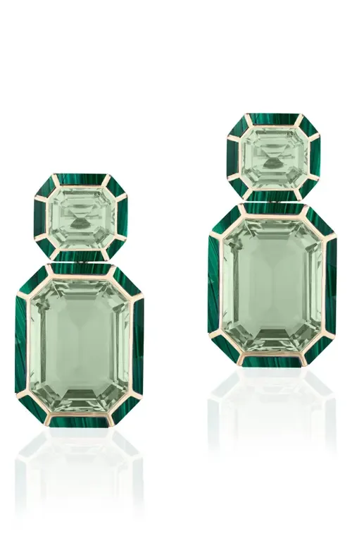 Mélange Emerald-Cut Drop Earrings by GOSHWARA