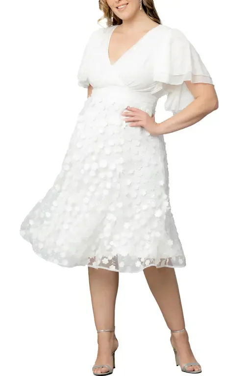 Pretty Petals Flutter Sleeve Cocktail Dress by Kiyonna