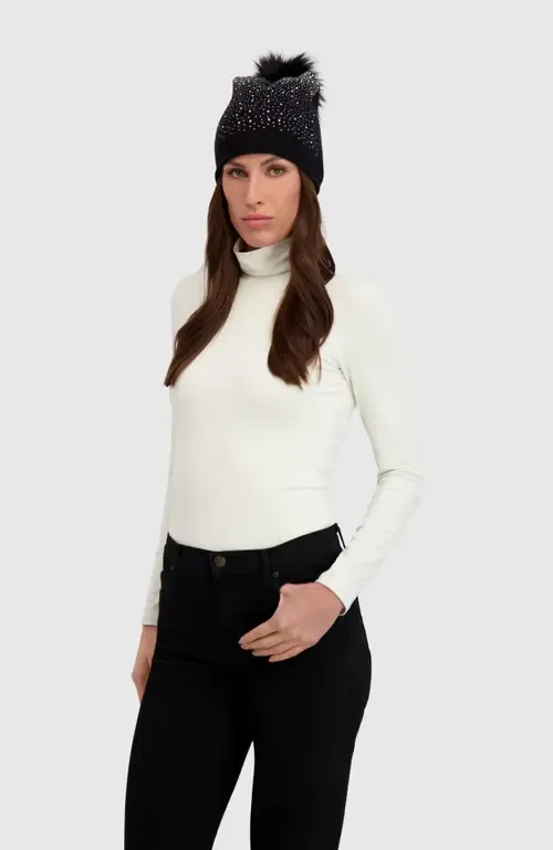 Knit Beanie Hat with Fur-Free Fox (faux Fur) Pompom by Lyla Grant