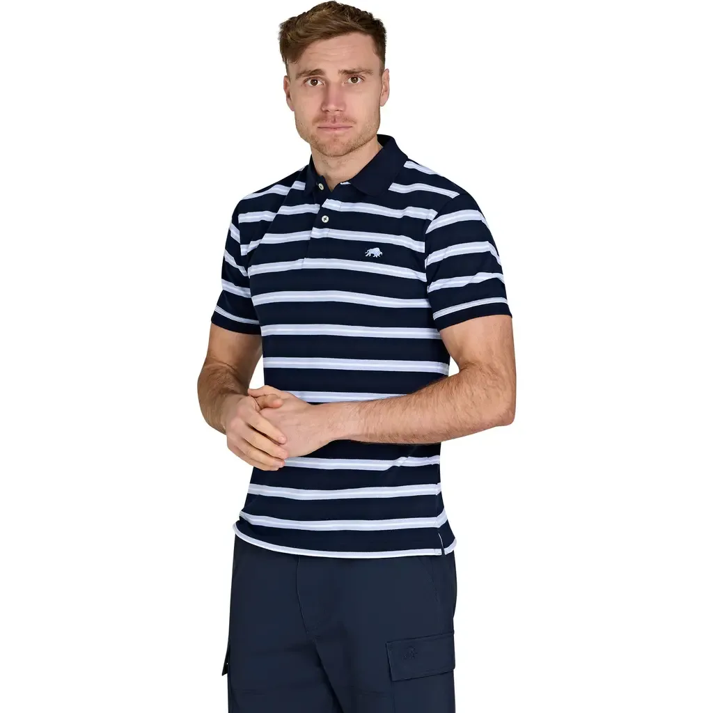 Triple Stripe Birdseye Polo by Raging Bull