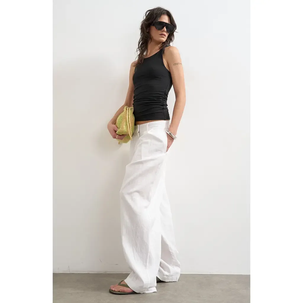 Knotted Shoulder Ruched Tank by Topshop