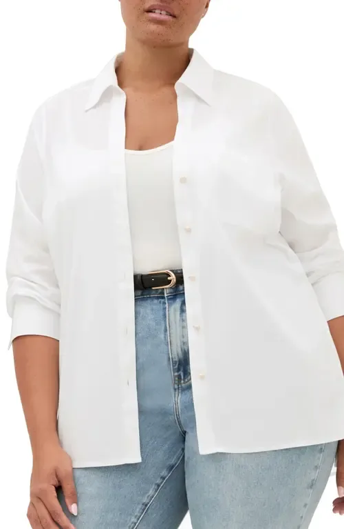 Elevated Stretch Woven Button-Up Shirt by City Chic