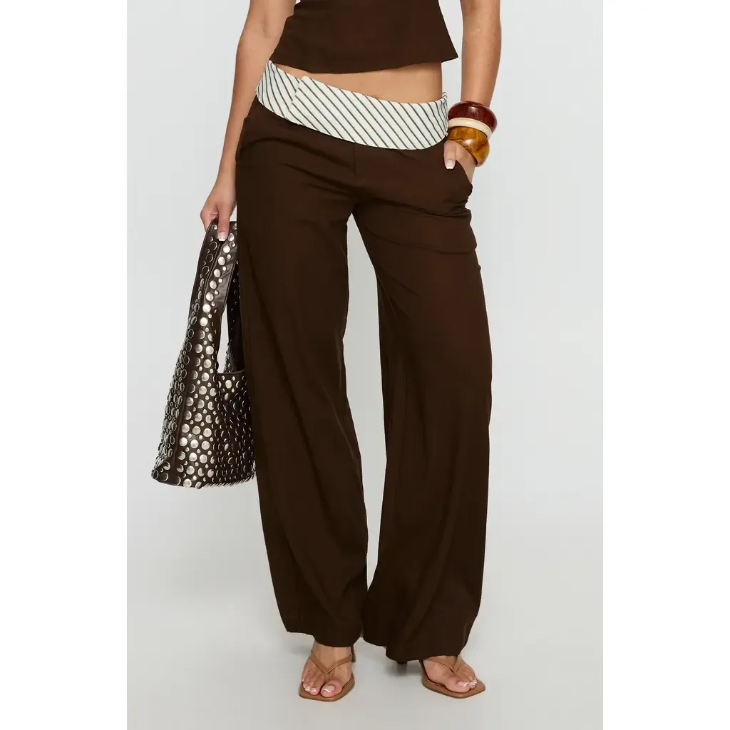 Past Life Foldover Waist Wide Leg Pants by Princess Polly