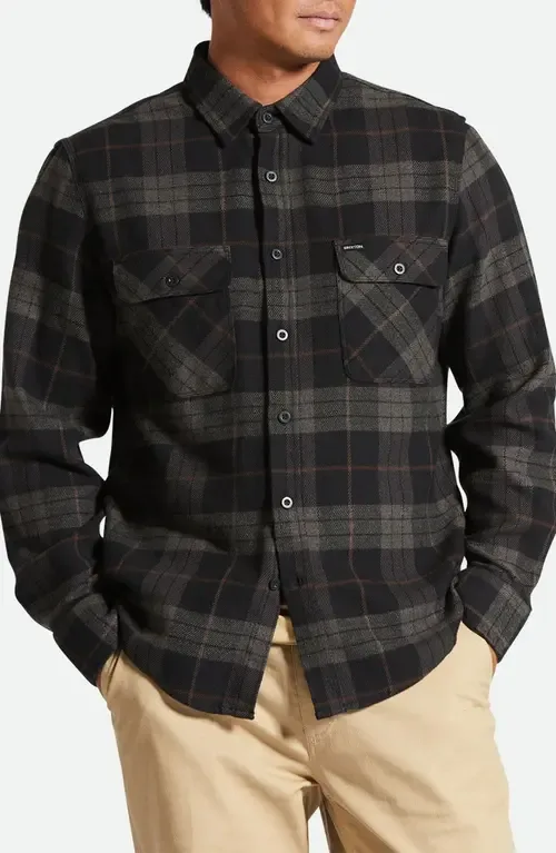 Bowery Slim Fit Plaid Flannel Button-Up Shirt by Brixton