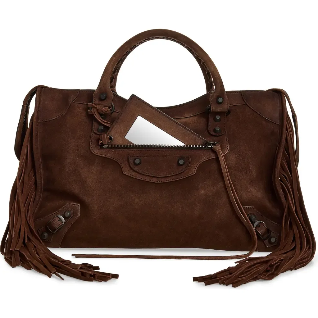 Medium Le City Suede Satchel by Balenciaga