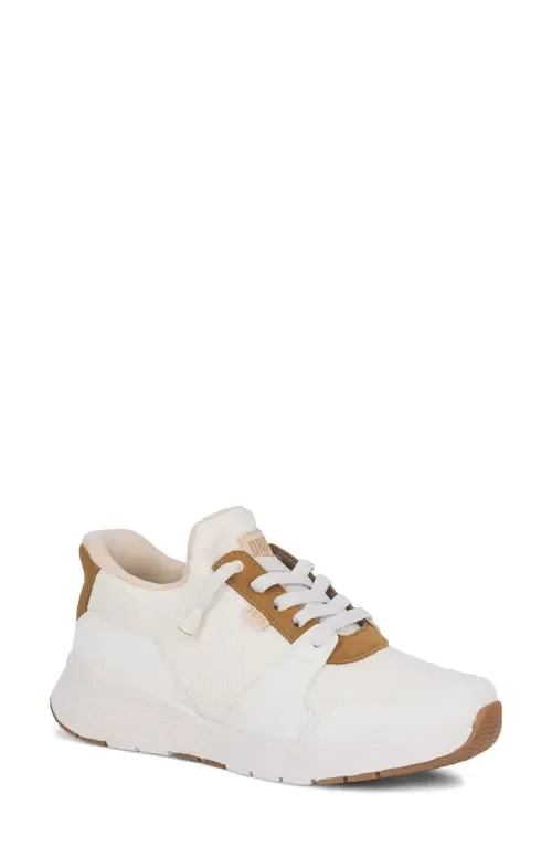 Bobbie Lace-Up Sneaker in White Suede Combo by DREW