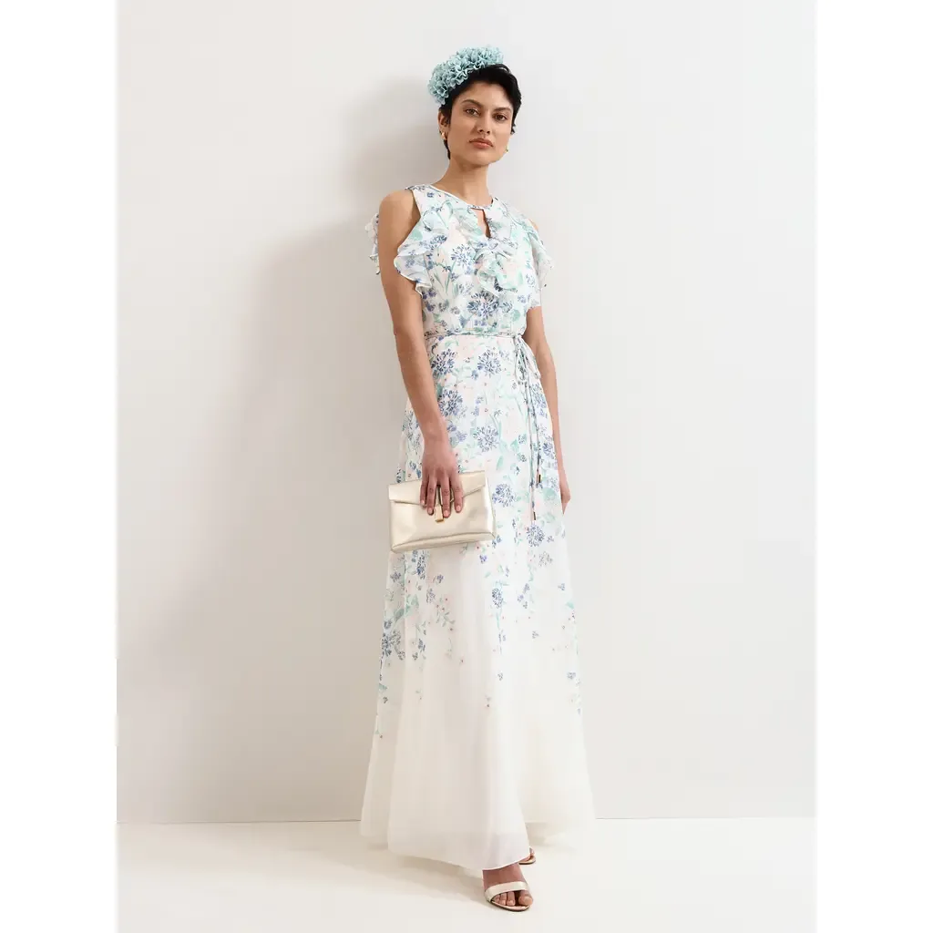 Rachel Floral Ruffle Detail Maxi Dress by Phase Eight