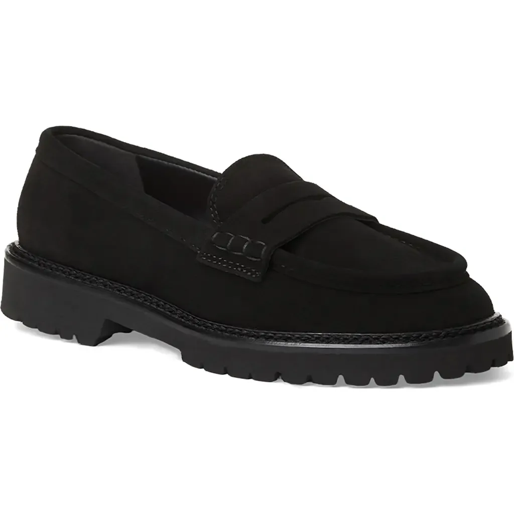Merry Waterproof Lug Sole Penny Loafer in Champagne Suede by Aquatalia