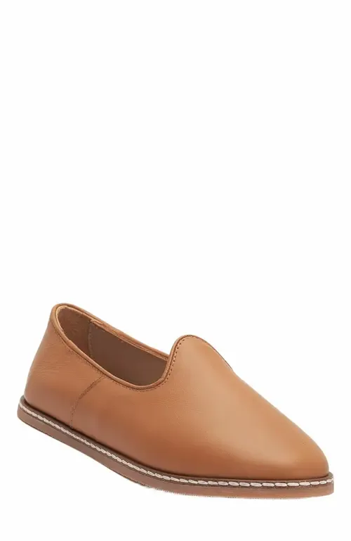 Dalya Leather Slip on Flats in Cognac Brown Leather by Forever & Always Shoes