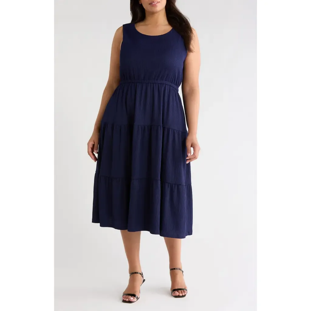 Sleeveless Tiered Midi Dress by AK ANNE KLEIN