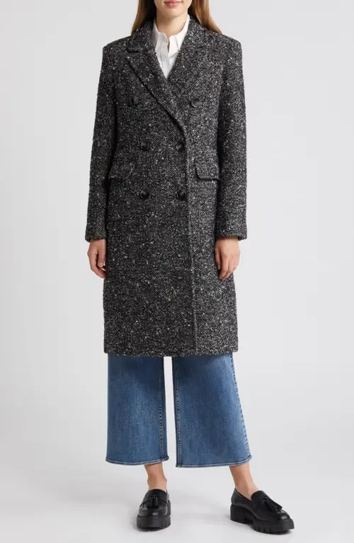 Reefer Double Breasted Herringbone Tweed Coat by Sam Edelman