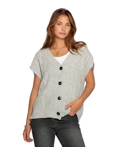 Rosette Oversized Knitted Vest by Belle & Bloom