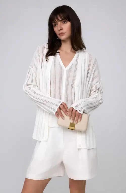 Sumire Open Knit Striped Cardigan by JUANA