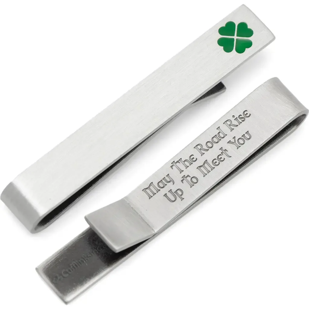Shamrock & Message Tie Bar by Cufflinks, Inc.