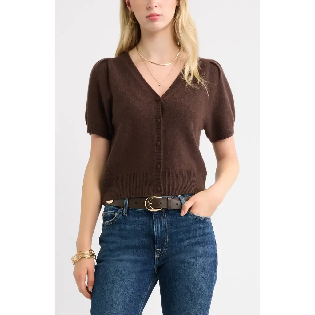 Wool & Cashmere Short Sleeve Cardigan by Treasure & Bond