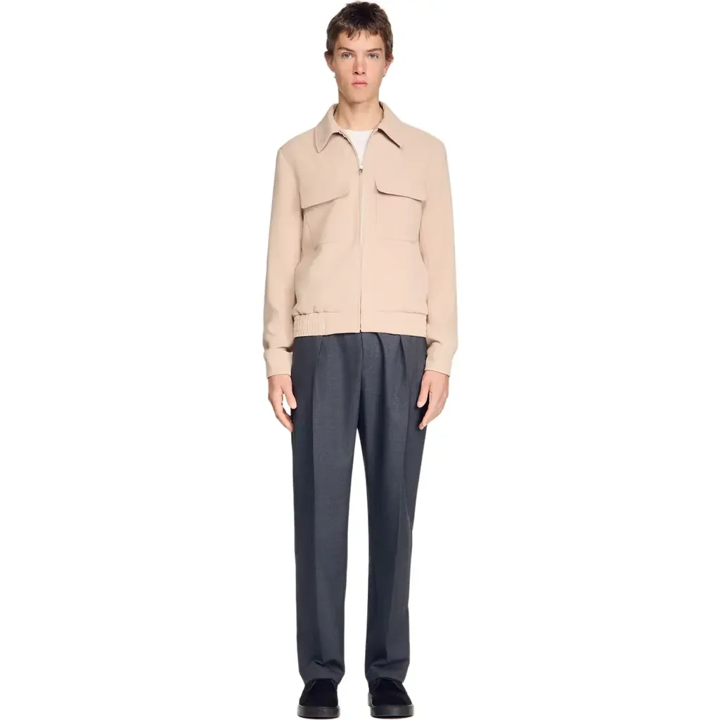Waffle-Effect Zip-Up Jacket