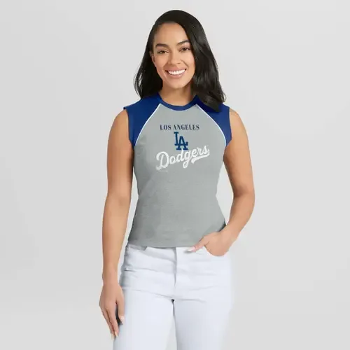 WEAR by Erin Andrews Los Angeles Dodgers Cropped Raglan Tank Top by WEAR by Erin Andrews