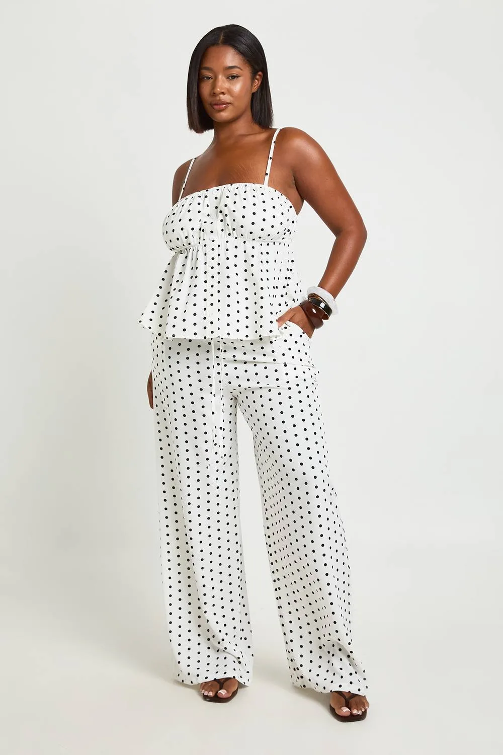 Polka Dot Wide Leg Trouser by boohoo