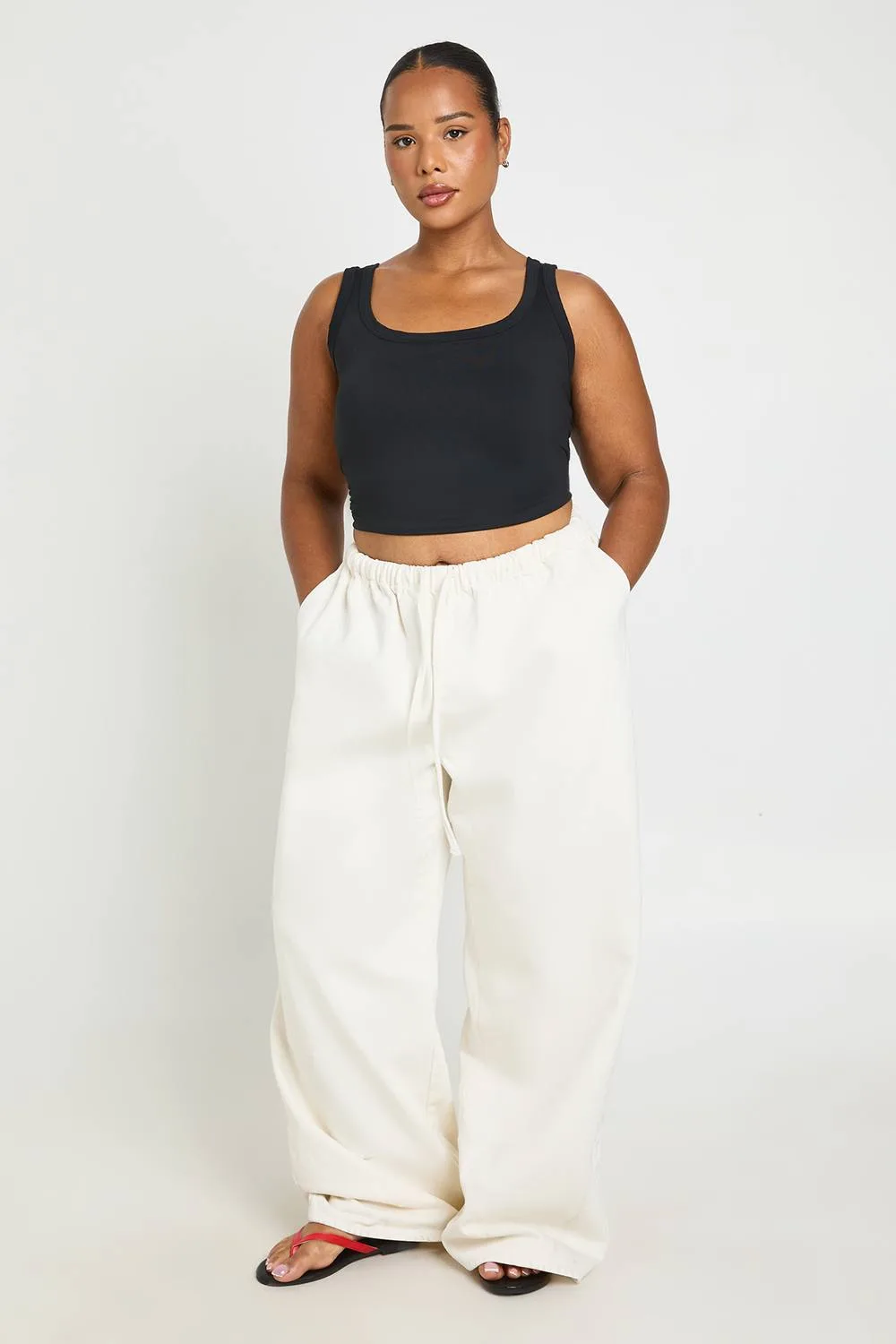 Elasticated Waistband Wide Leg Jean by boohoo