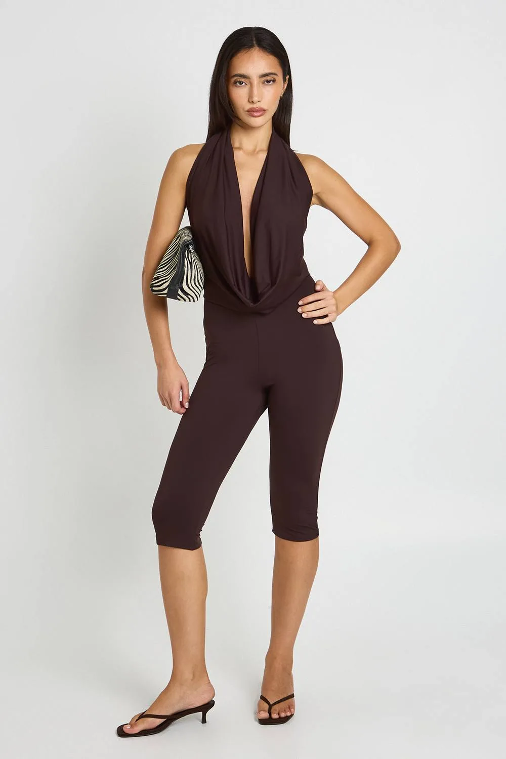 Cowl Capri Jumpsuit by boohoo