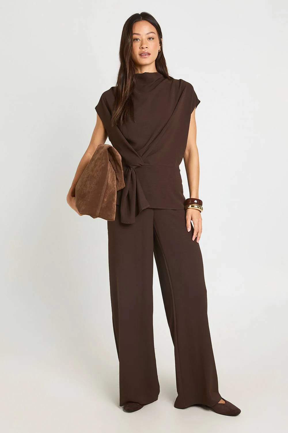 Woven Drape Blouse & Trouser Co-Ord by boohoo