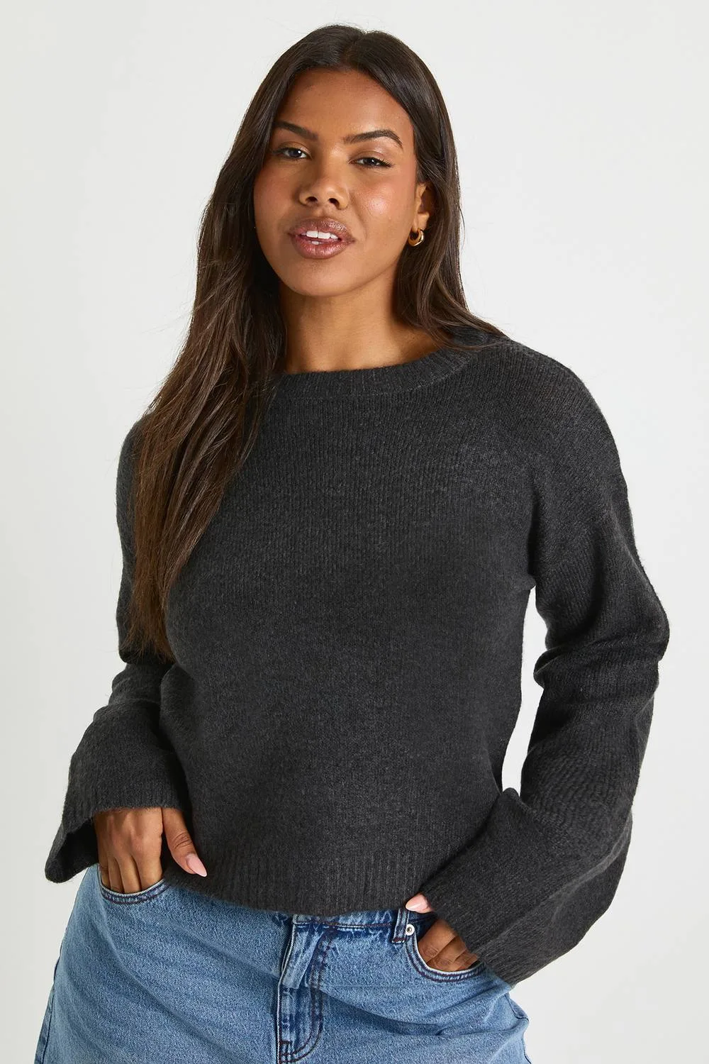 Super Soft Crew Knitted Jumper by boohoo