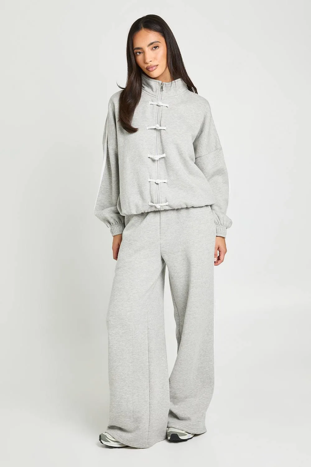 Funnel Neck Side Piping Zip Detail Bomber Sweatshirt by boohoo