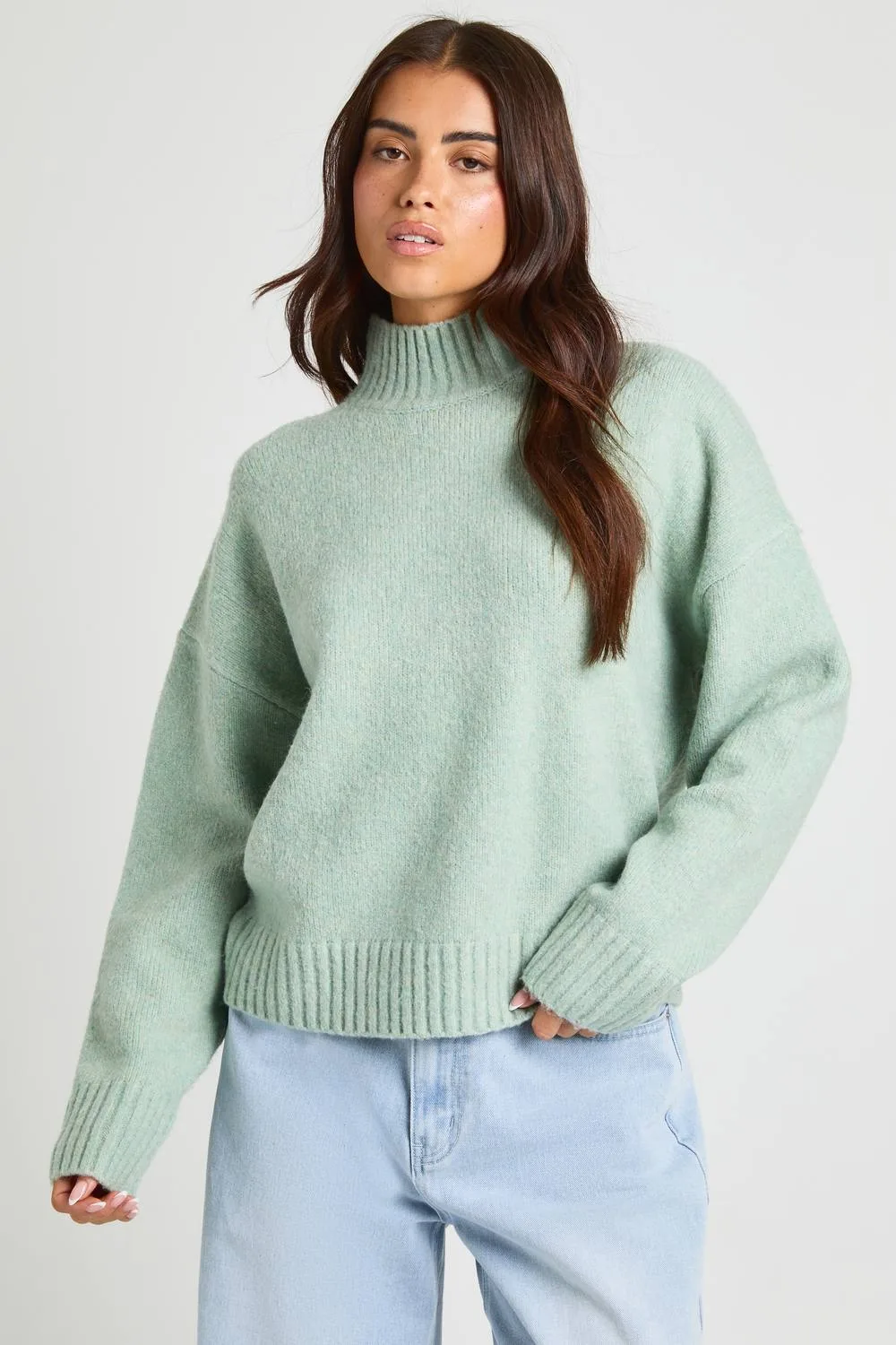 High Neck Boucle Knit Jumper by boohoo