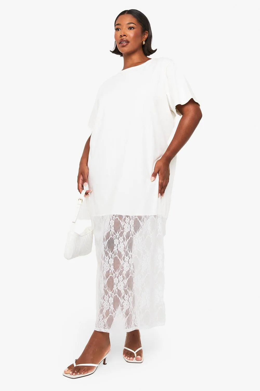 Lace Detail Midaxi T-Shirt Dress