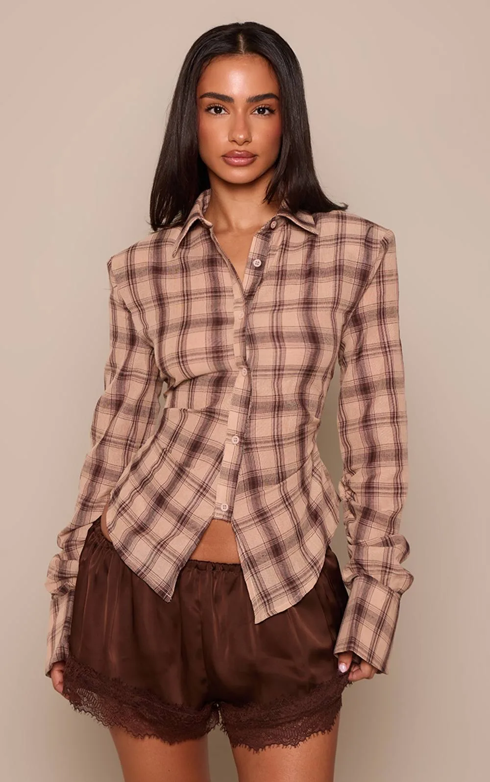 Checked Shirt by PrettyLittleThing