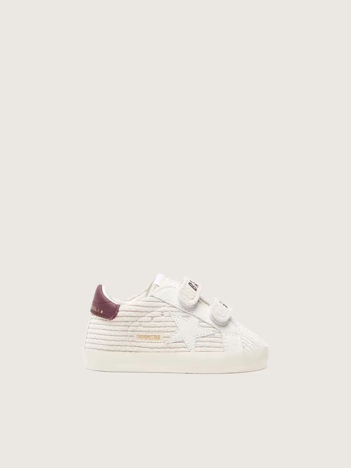 Baby School in Velvet with White Suede Star and Burgundy Leather Heel Tab by Golden Goose