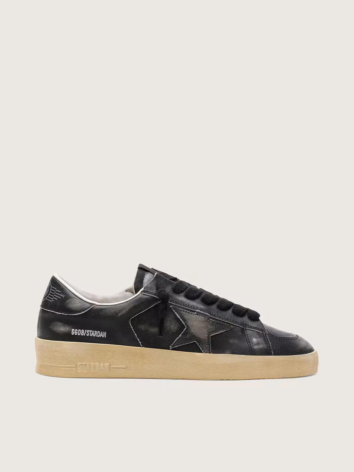 Stardan in Black Leather with Black Leather Star and Heel Tab by Golden Goose