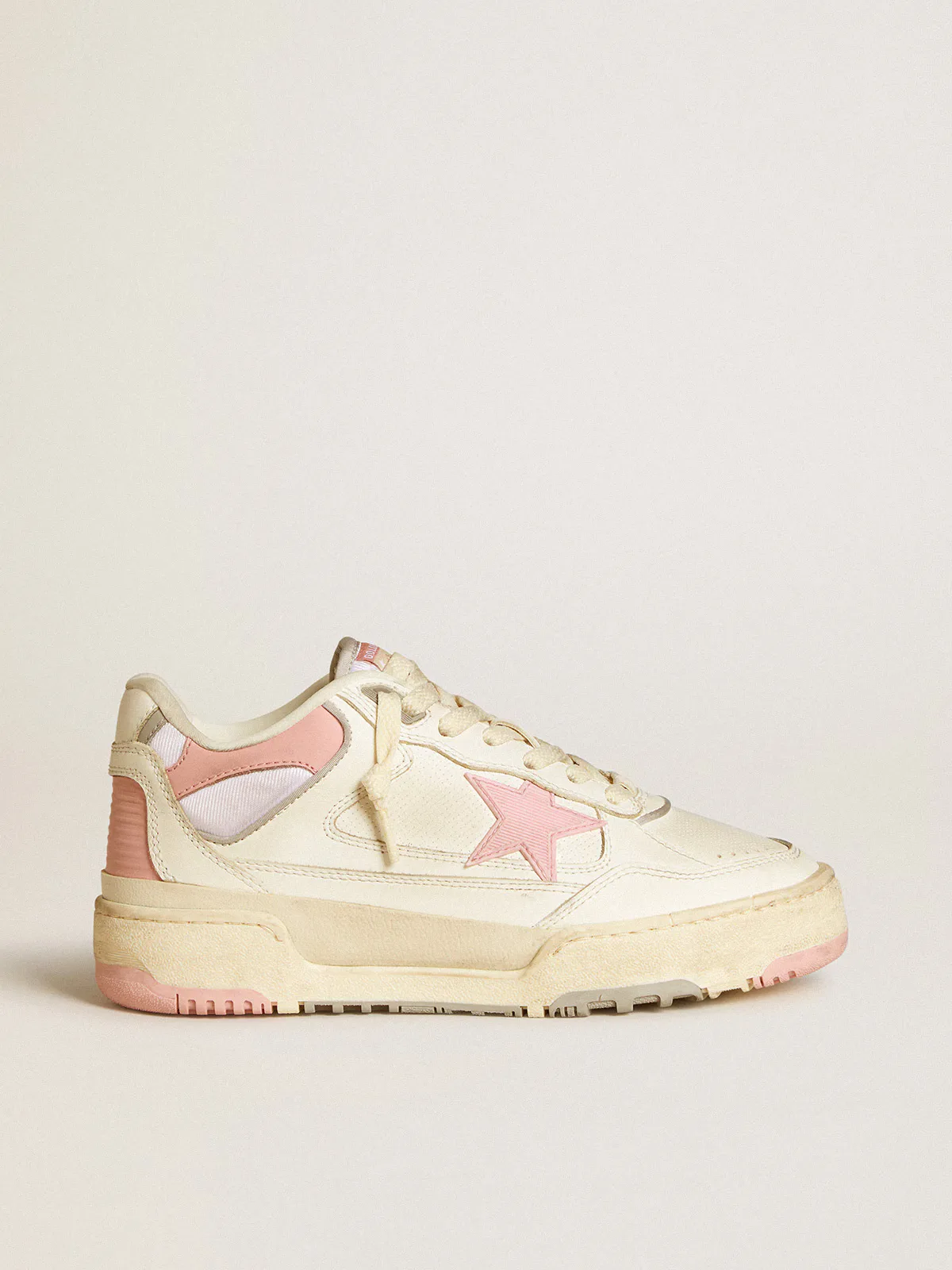 Forty2 with Pink Star and White Leather Heel Tab