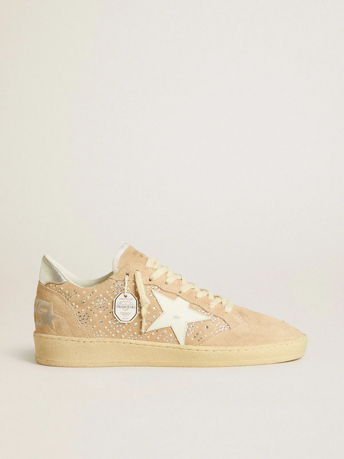 Ball Star in Suede and Swarovski Crystals with Leather Star and Metallic Heel Tab by Golden Goose