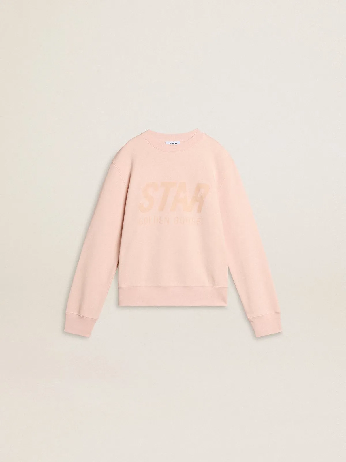 Pink-Colored Sweatshirt with Pink Front Lettering by Golden Goose