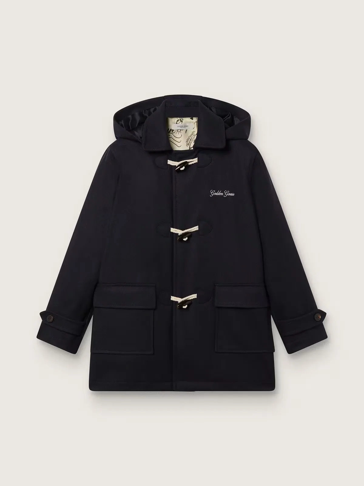 Dark Blue Hooded Duffle Coat by Golden Goose