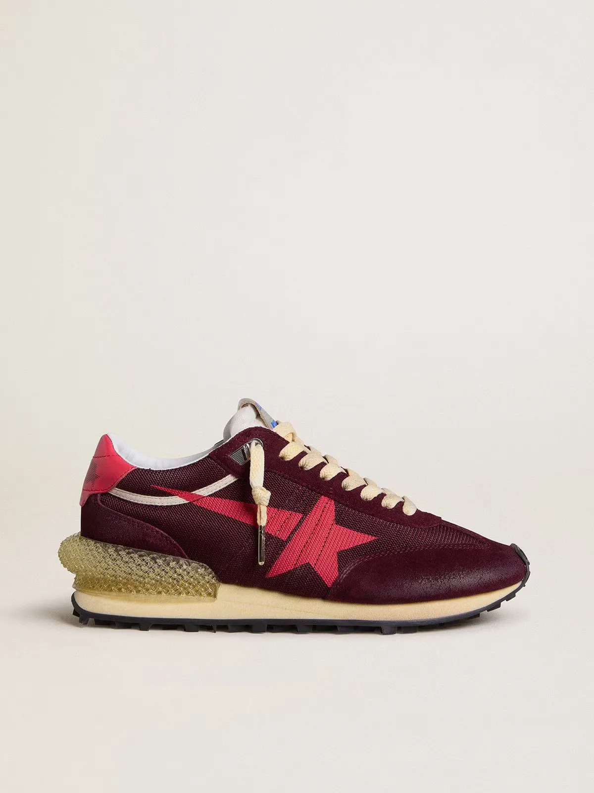 Marathon in Burgundy Mesh and Suede with Printed Pink Star