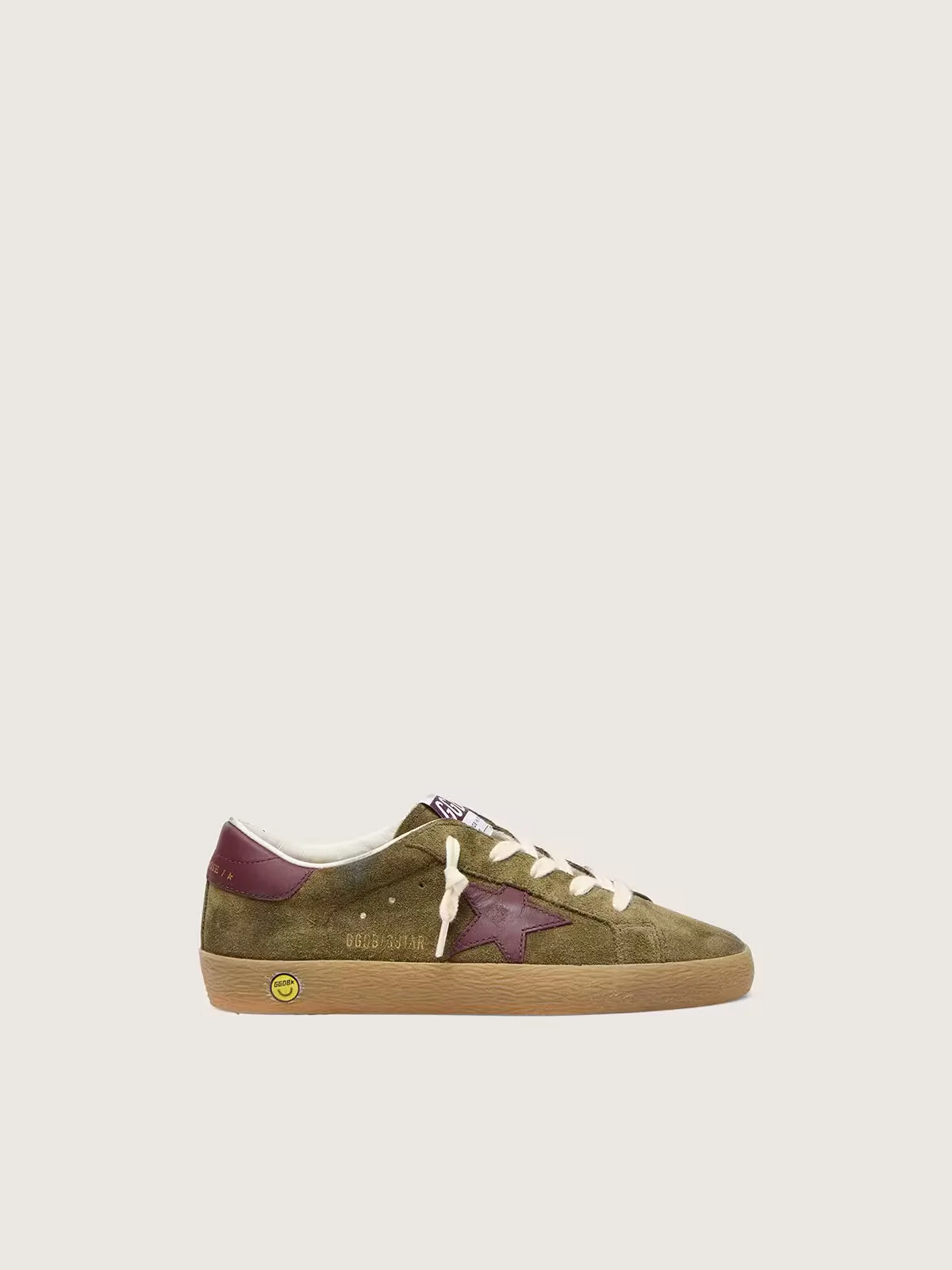Super-Star in Military-Green Suede with Burgundy Leather Star and Heel Tab by Golden Goose